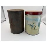1947 old reliable coffee and tea, Mexican tin.