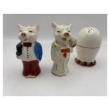 Bride and groom, pigs, salt, and pepper shakers,