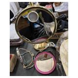 gold-toned freestanding lighted tabletop makeup
