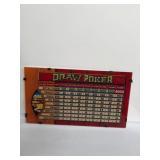 Draw poker glass slot panel 1980s 17x9 1/2