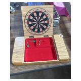 11x7' travel wood/cork dartboard game with 5 darts