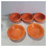 5 Fiesta orange bowls 4.5in and 5in diameters