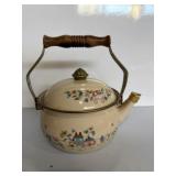 vintage Heartland pattern enamelware tea kettle