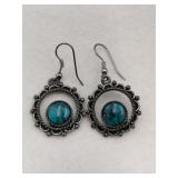 Silvertone marked suncrest turquoise dangle