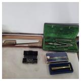 Dietzgen Drafting set, advertising knives, and