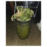 Wooden nail bucket planter pot with fake plant