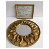 9x7 framed decorative map print of the Caribbean