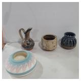 Native American signed vase and other hand made