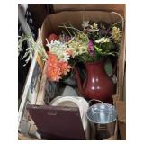 Artificial flower pots, wooden home signs and