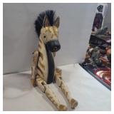 Wood zebra jointed shelf sitter decoration 13in