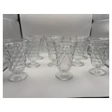 Nine vintage Fostoria American clear footed iced