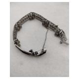 Silver hinged bracelet safety chain clasp broke