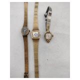 3 gold tone vintage ladies watches