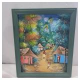 Folk art painting signed Jude M. 11in x 9in