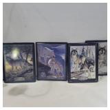 4 Bradford exchange wolf plaques 9in x 6.5in
