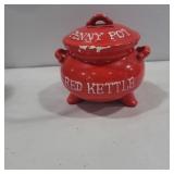Lego Red kettle penny pot bank 4.5in