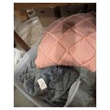 Large comforter blanket and large pink pillow