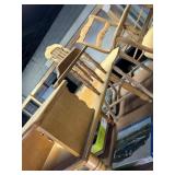 solid maple step end table and 2 wooden chairs
