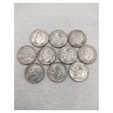 10 1961,1962, and 1963 silver dimes