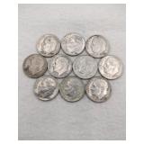 10 1957,1959 silver dimes
