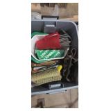 Leather tool belt , sand paper,  all thread bolts