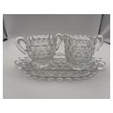 Three piece Fostoria, American sugar, creamer,