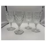 Four vintage Fostoria American cubist pattern