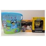 jumbo Bluey bucket & Spongebob bobblehead