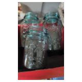 Vintage blue Ball mason jars marked #3 & 5