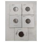 1887 through 1901 Indian Head pennies