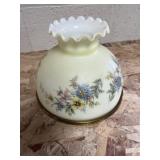 hand-painted custard  glass hurricane lamp shade