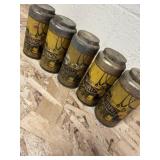 set of five vintage 'The Boone' style yellow and