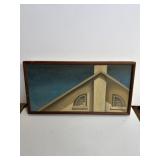 24x12 framed horizontal painting of rooftop