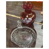 Ruby red hand painted Fenton Art Glass and