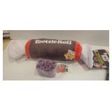 Tootsie roll dog toy and poop bags
