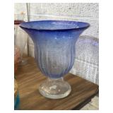 11-12' hand-blown art glass footed vase
