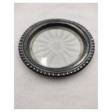 Frank M whiting Glass/silver coaster marked