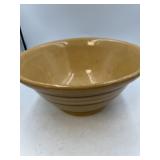 banded yellow ware mixing bowl