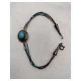 Native American turquoise silver bracelet marked