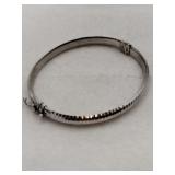 Silver hinged bangle bracelet security clasp