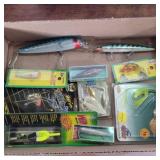 Assorted mostly new fishing lures and jigs