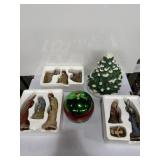 Avon Glazed Ceramic Nativity Set And Christmas