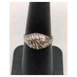 Silver art deco band ring marked 925 size 6