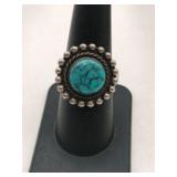 Native American blue turquoise ring Marked