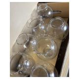 Box full of clear glass ivy bowls or rose bowls