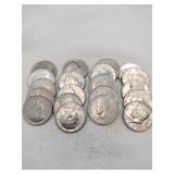 20 Kennedy half dollars mixed years