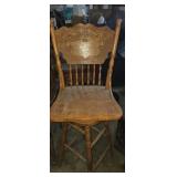 Carved back swivel bar stool