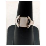 Silver white stone native American ring marked
