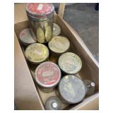 Frozen Fruits tins and 2 coca-Cola glass 1 gallon
