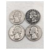 1938 , 1939 and 1942 silver quarters